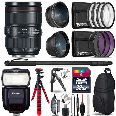 Canon 24-105mm IS II + Speedlite 430EX III-RT - 3 Lens Kit - 32GB Accessory Kit