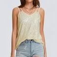thumbnail image 6 of Women's Sequin Sparkly Tank Top Camisoles Summer Sleeveless Shirts Casual Solid Color Cami Blouses for Club Party Performance V-Neck Concert Vests Outfits, 6 of 7