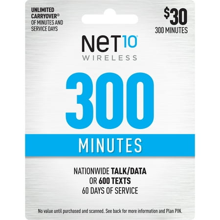 Net10 $30 300 Minutes Prepaid 60 days Plan (Email