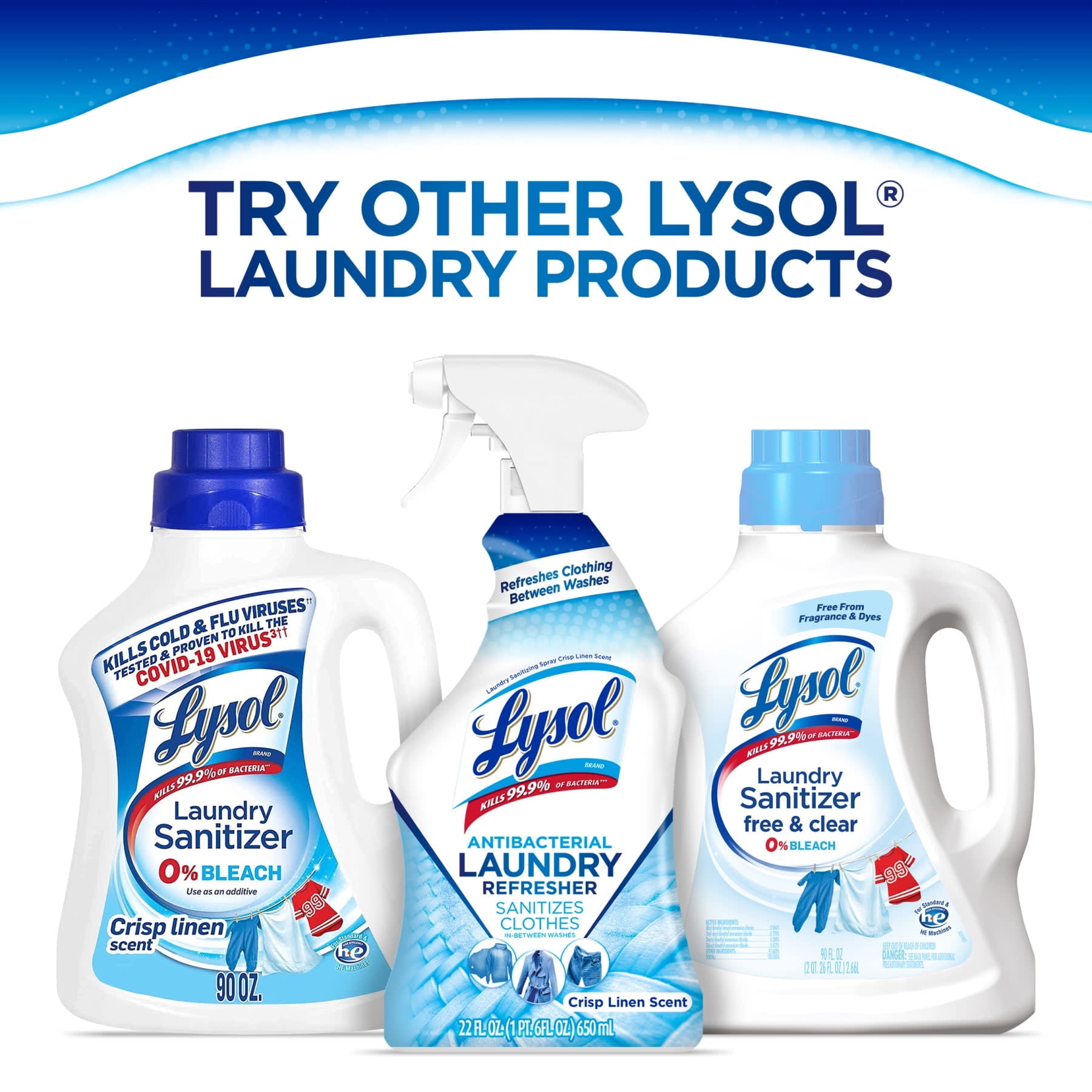 Lysol Antibacterial Laundry Refresher Spray, Sanitizing Spray for Clothes, Crisp Linen, 22 fl oz