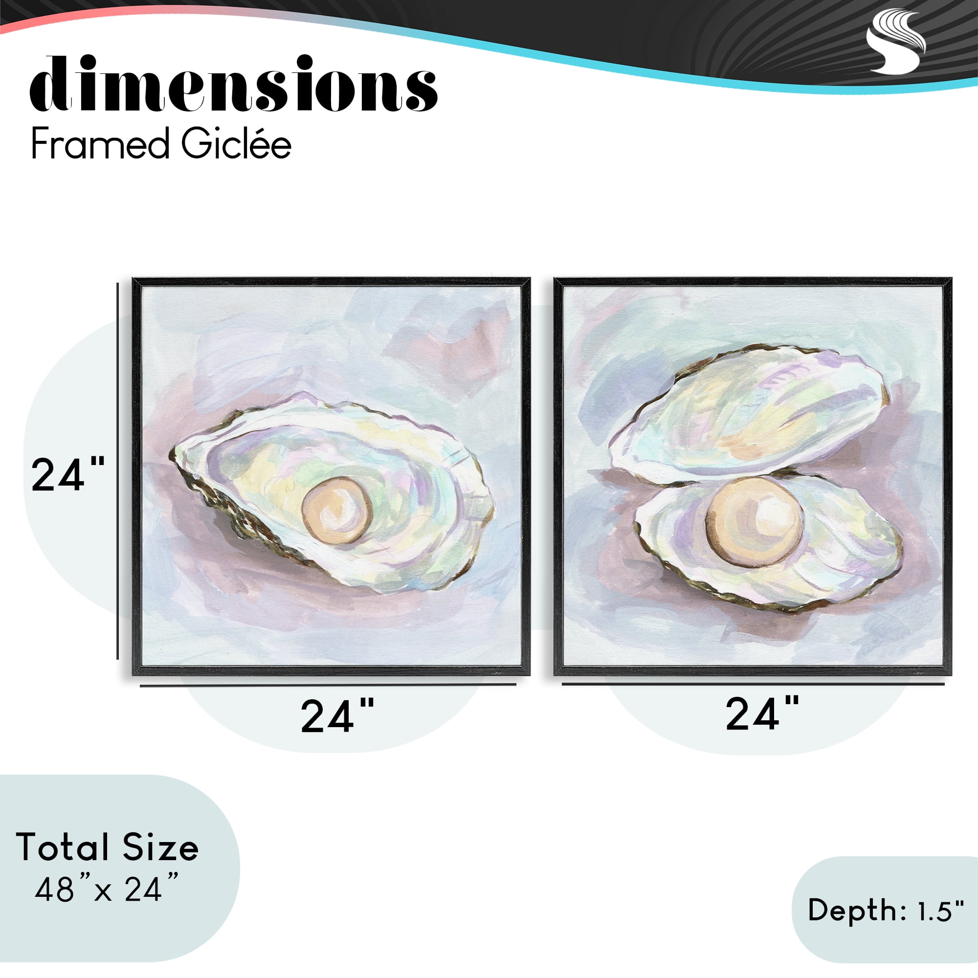 Stupell Industries Aquatic Silent Opals 2 Piece Black Framed Giclee Art Set, design by Melissa Wang