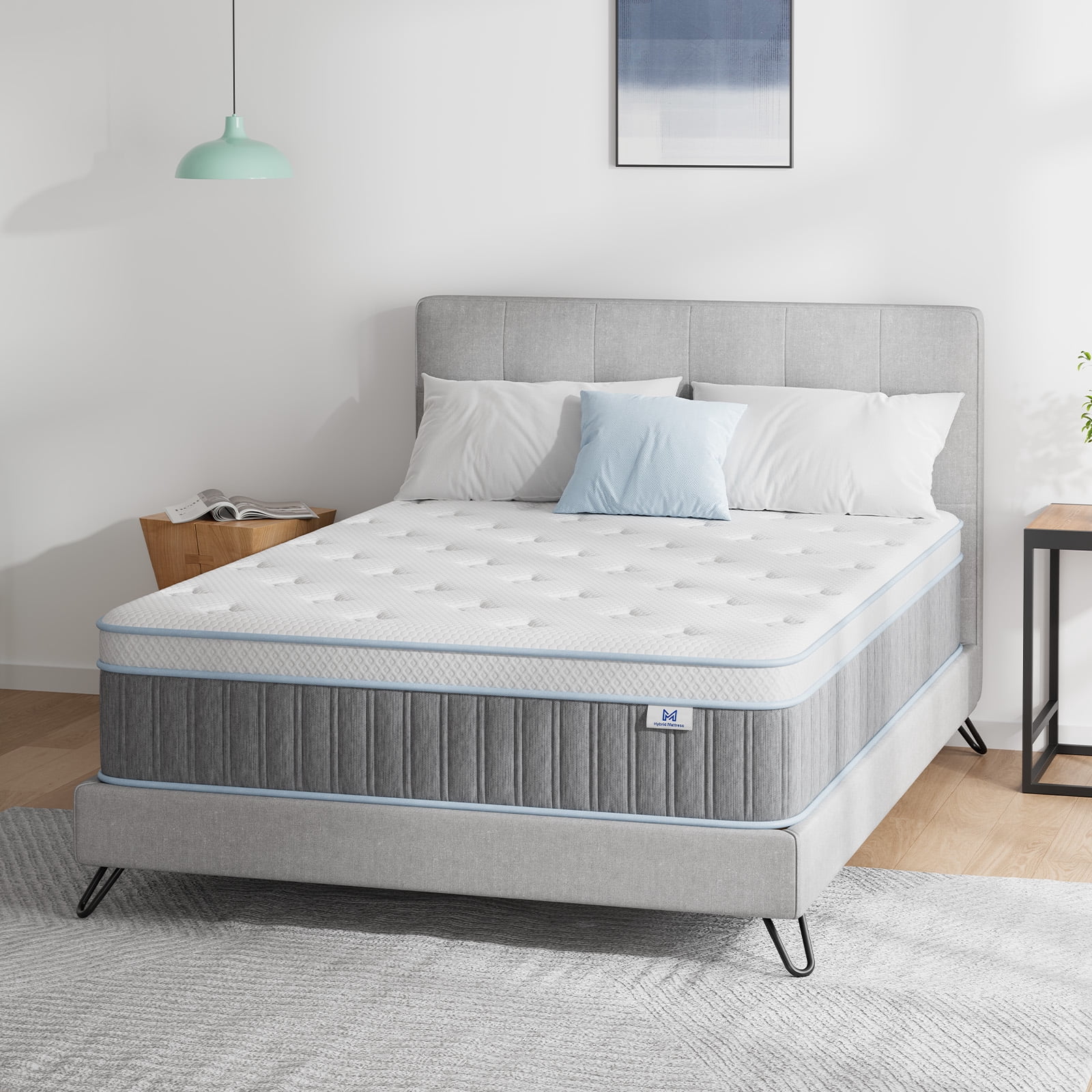 Mubulily 12 inch King Mattress, with Gel Memory Foam & Pocket Coils Hybrid Mattress in a Box, Medium, Edge Support