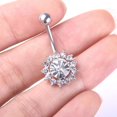 thumbnail image 4 of jiaroswwei Floral Rhinestone Pendant Sexy Women Barbell Navel Ring Body Piercing Jewelry, 4 of 6