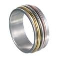 thumbnail image 4 of Rotating Titanium Steel Ring: Concave Three-Ring Design, Electroplated Finish, Unisex (Size 7-12), 4 of 5