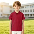thumbnail image 2 of YAYUBA Boys Short Sleeve Polo Shirts Kids Casual V-Neck School Uniform Golf Pique Polo Shirt Back To School Preppy Clothes, 2 of 4