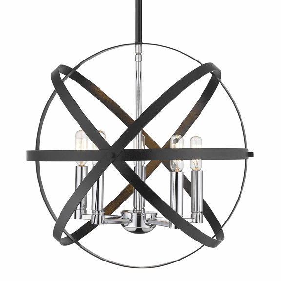 Z Lite 463-18HBK-CH 17.5 x 18 in. Cavallo 5 Light Pendant, Hammered Black & Chrome