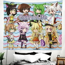 Gacha Life Tapestry Backdrop Background Poster Gift for Bedroom Aesthetics Funny Decor Flag Wall Hanging for Teen Girls 70.9"X59.1"