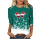 thumbnail image 1 of Camisetas de Navidad para Mujeres, 3/4 Manga Cuello Redondo Blusa con Estampado de Vacaciones, Top de Moda Casual, 1 of 5