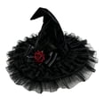 thumbnail image 5 of Bainana Halloween Witch Cosplay Hat For Women Lace Trim High Top Cap Wide Brim Adjustable Festival Events Hat, 5 of 5