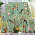 thumbnail image 2 of Floral Bird Gifts Blanket for Women Stuff Bird Print Blanket Throw Plush Cozy Soft Flannel Bedding Flowers Birds Gifts for Women Adults Sofa Couch Bed Room Decor 50"X40", 2 of 7