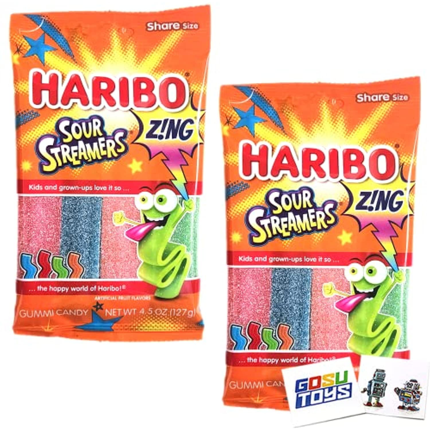 Haribo Sour Streamers Share Size (2 Pack) With 2 Gosutoys Stickers