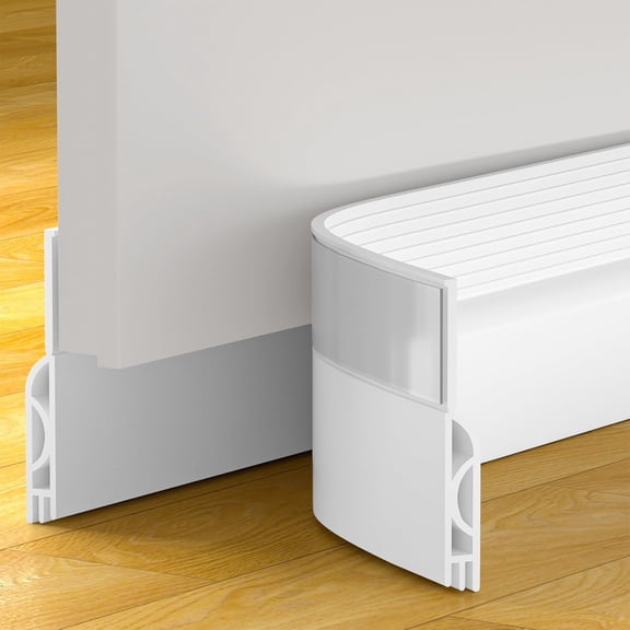 ICERUN Door Draft Stopper, Door Sweep for Bottom of Door, Weather Stripping Door Seal Gap Filler Bottom Blocker Soundproof Cold Air Insulation Save Energy Installs Quickly and Easily (White, 39’’)