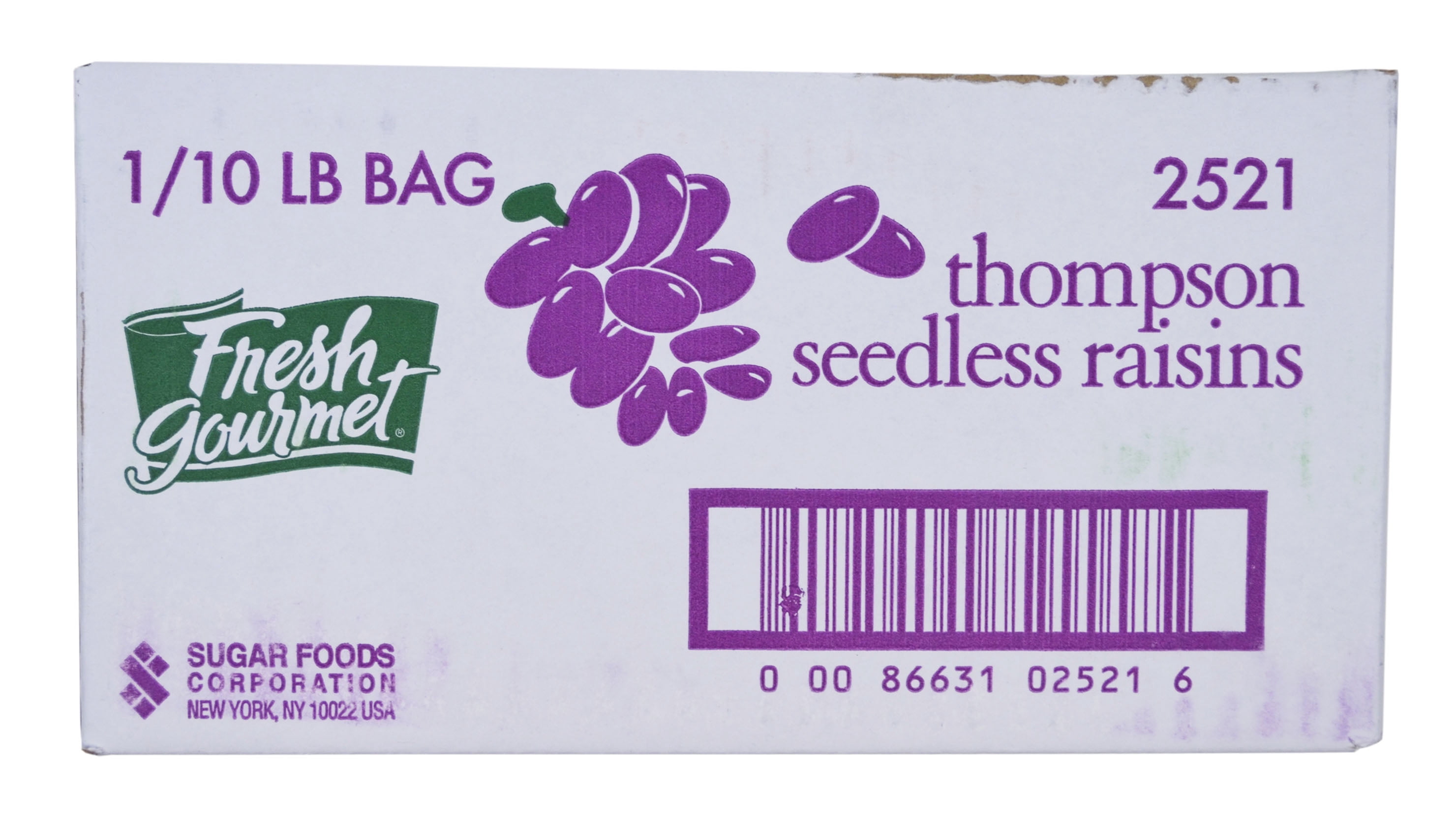 (Price/Case)Fresh Gourmet 2521 Raisins Yellow Frame Farms Thompson Seedless 1-10 Pound