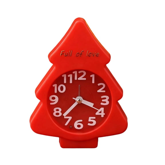 Christmas Tree Shaped Clock, Silent Non-Ticking Ornament, Decorative Wall and Desk Clock, Festive Holiday Home and Office Decor, Unique Seasonal Gift, Red