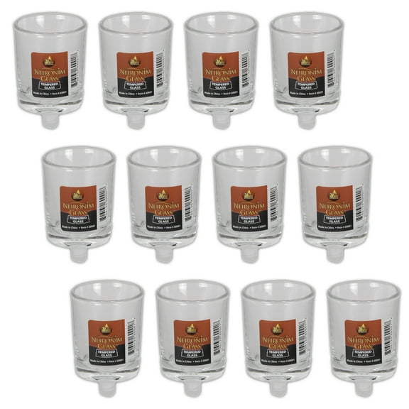 Ner Mitzvah, Tempered Glass Votive Candle Holder - Clear With Peg (12 Pack)