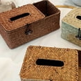 thumbnail image 4 of WEUVEB 1Pc Handmade Seaweed Woven Tissue Storage Box Coffee Color Decorative Compartment Box, 4 of 5
