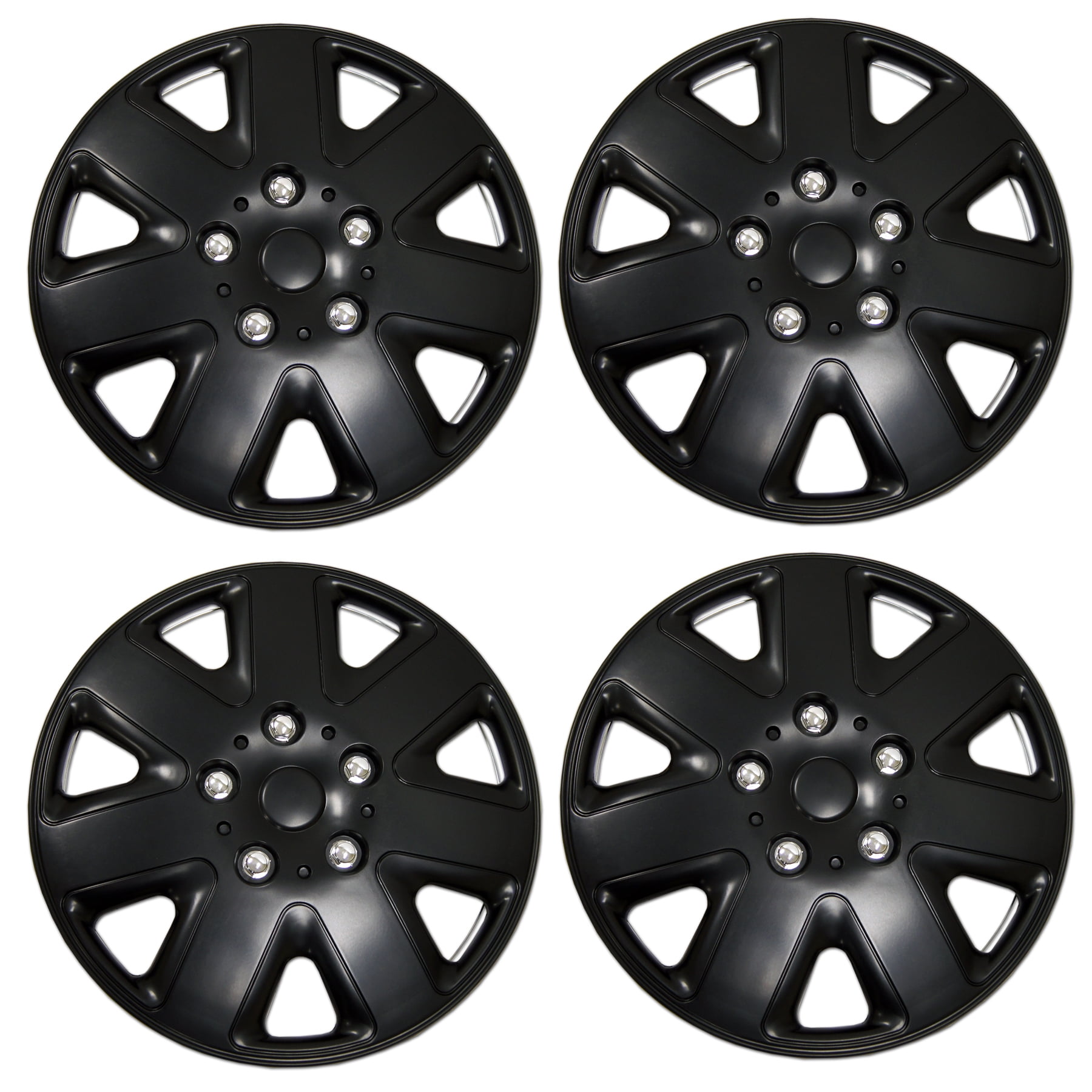 17 Inches #054 17" Inch Snap On Matte Black Hubcap Wheel Cover Rim Covers 4pc 