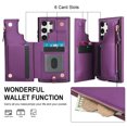 thumbnail image 7 of Wallet Case for Samsung Galaxy S23 Ultra, with Crossbody Shoulder Strap & Hand Wrist Cards Holder Zipper Pocket Stand Feature Protective Shockpoof Phone Case for Samsung Galaxy S23 Ultra,Darkpurple, 7 of 7