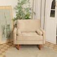 thumbnail image 3 of Vesgantti Velvet Accent Chair, Mid Century Modern Living Room Chairs, Button Tufted Arm Chairs with 2 Pillows, Comfy Sofa Chairs for Bedroom, Office, Apricot, 3 of 4