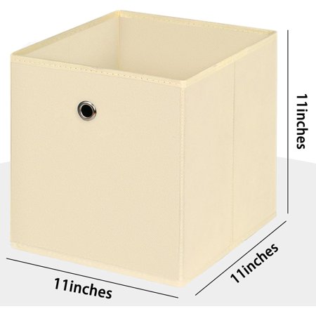 XINDUO-Foldable Storage Cubes Bins 11 Inch Cloth Storage Cube Fabric Storage Box Cubes Organizer Baskets with Dual Handles for Home Organizer Set of 10 (Creamy-White)