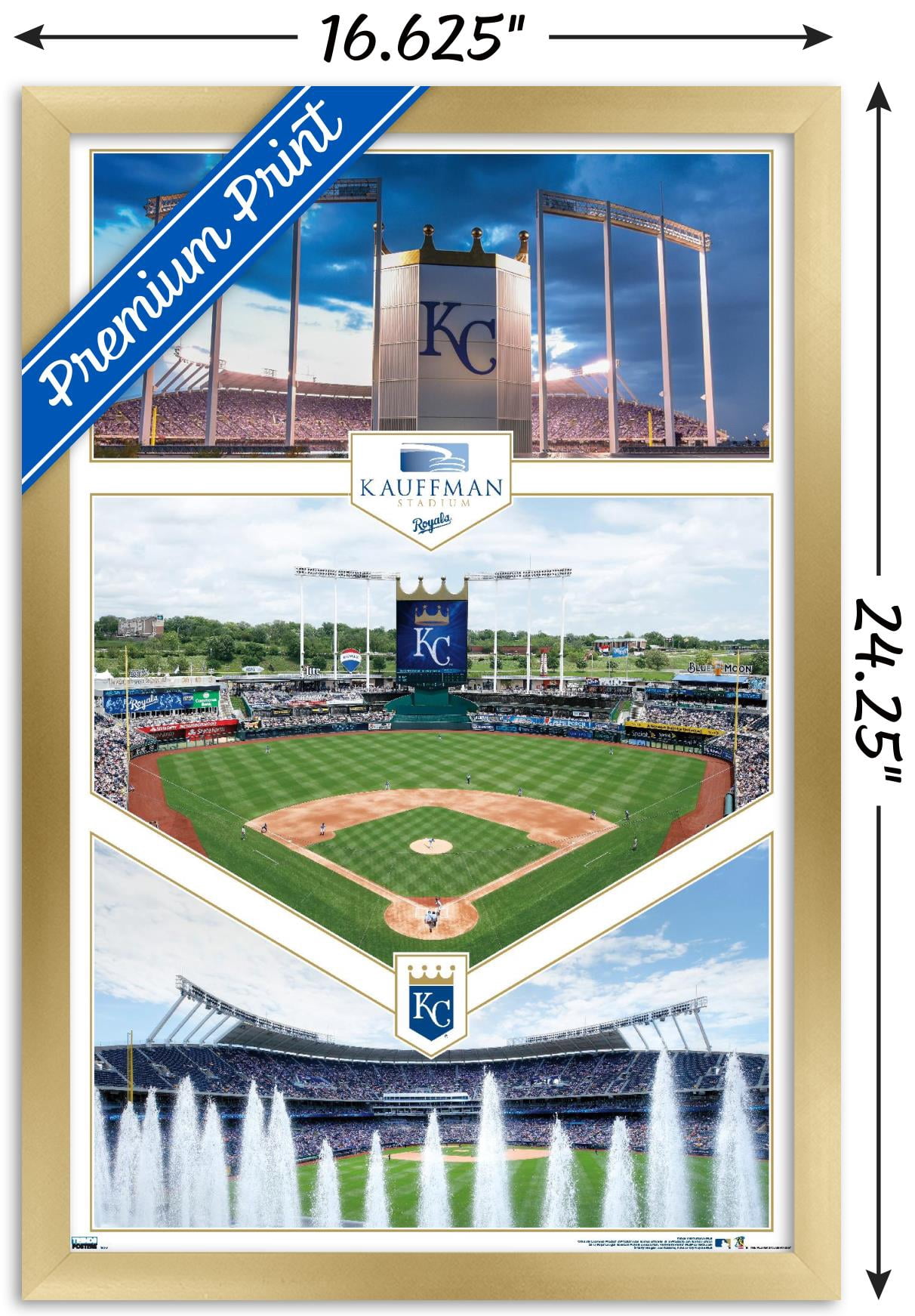 MLB Kansas City Royals - Kauffman Stadium 20 Wall Poster, 14.725" x 22.375", Framed