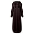 thumbnail image 5 of IWRICH Women's Maxi Long Hoodie Dress Pullover Sweatshirt Spring Fall Autumn Winter Loose Sweatshirts Dress Navy L, 5 of 5