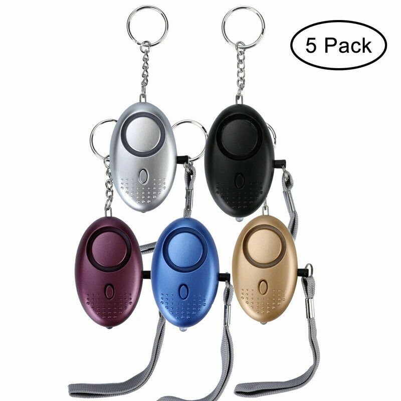 5 Pack Safe Sound Personal Alarm Keychain With LED Light Key 140DB Emergency
