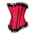 thumbnail image 6 of Feancey Women's Strapless Corset Ruffle Lace Trim Bustier Tops Halloween Embroidery Waist Trainer Gothic Vintage Bustiers & Corsets Wine L, 6 of 9