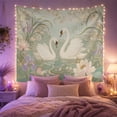 thumbnail image 2 of Floral Garden Swans with Calm Body Water Elegant, Nostalgic Vintage for Botanical Art Lovers, Botanical Wall Decor, Valentine'S Day Gift, Tapestry Wall Hanging for Bedroom and Dorm, 2 of 7