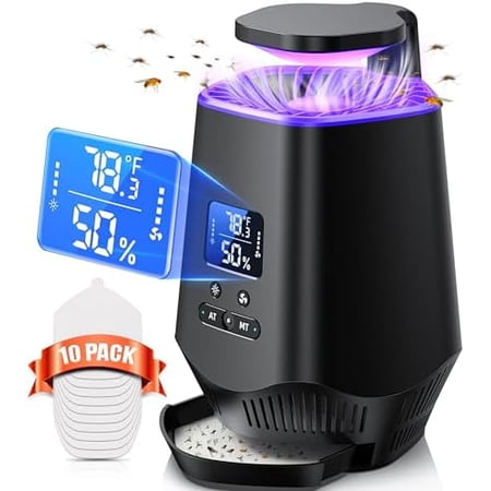 Fruit Fly Traps for Indoors, Fly Trap Indoor Gnat Traps for House Indoor, Effective Fruit Fly Traps Bug Zapper Mosquito Trap for House Plant Pest Control with 10 PCS Refills BK$$Garden & Patio