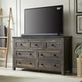 thumbnail image 4 of OKD Farmhouse 7 Drawers Dresser Storage Cabinet for Living Room Bedroom, Dark Rustic Oak, 4 of 6
