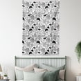 thumbnail image 4 of Hedgehog Tapestry, Ecological Nature Elements Woodland Pattern Black and White Doodle Composition, Wall Hanging for Bedroom Living Room Dorm Decor, 60W X 80L Inches, Black White, by Ambesonne, 4 of 5