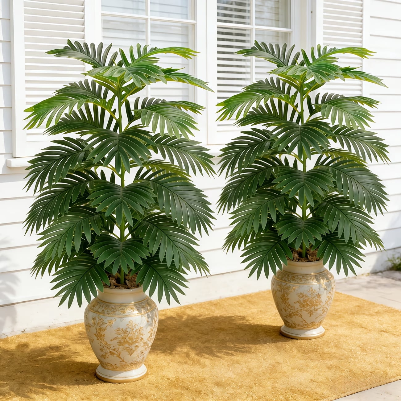 2Pcs Artificial Plants in Pots Fake Greenery for Home Office Farmhouse Indoor Outdoor Decor