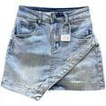 thumbnail image 2 of Women's irregular high waist denim short skirt 2025 new style a-line slim hip skirt, 2 of 5