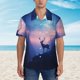 thumbnail image 2 of Balery Night Sky Elk Camisas hawaianas de manga corta para hombre, camisas playeras de corte holgado, camisas de vacaciones con botones,Medium, 2 of 7