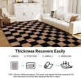 thumbnail image 5 of ZENELESS 8x10 Fluffy Rug for Living Room,Checkered Shaggy Soft Anti-Skid High Pile Carpet for Boys Girls Teen Room Dorm Home Decor,Black and Camel, 5 of 7
