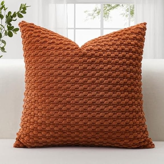 Eryueer Corduroy Soft Cushion Covers 50x50 cm Decorative Throw Pillow Covers with 3D Bubble Texture Cushion Case for Couch Sofa Bedroom Soft Pillowcase for Home Decor (Rust)