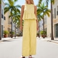 thumbnail image 2 of Women’s Pants Set for Casual Weekend Wear Sleeveless Top and Straight Leg Pants Modern Two Piece Ensemble Plaid Yellow XL, 2 of 6