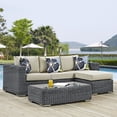 thumbnail image 2 of Modern Contemporary Urban Design Outdoor Patio Balcony Three PCS Sectional Sofa Set, Beige, Rattan, 2 of 6