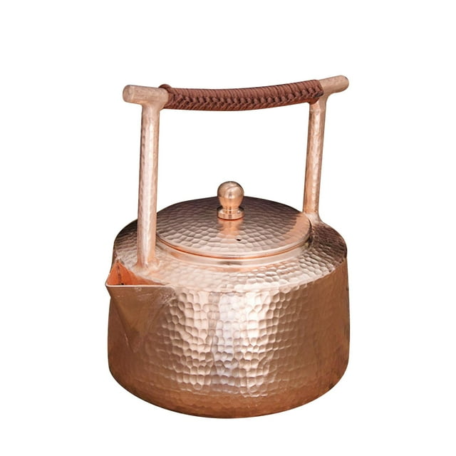Tetera de cobre de 1,2 L, tetera para estufa con boquilla en V resistente para estufas eléctricas de Gas, multifuncional, hecha a mano, 14x19cm de Estilo B