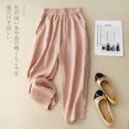 thumbnail image 2 of Lmnyox Wide Leg Cotton Linen Pants for Women Flowy Elastic Waist Lounge Pants with Pocket Summer Casual Trousers, 2 of 6