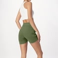 thumbnail image 4 of Delconic Women's Athletic Running Long Shorts Workout Hiking Shorts Quick Dry High Waisted Active Zipper Pocket Army Green L, 4 of 4