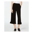 thumbnail image 1 of MICHAEL Michael Kors Womens Petites Split Hem Ruffled Capri Pants Black P, 1 of 4