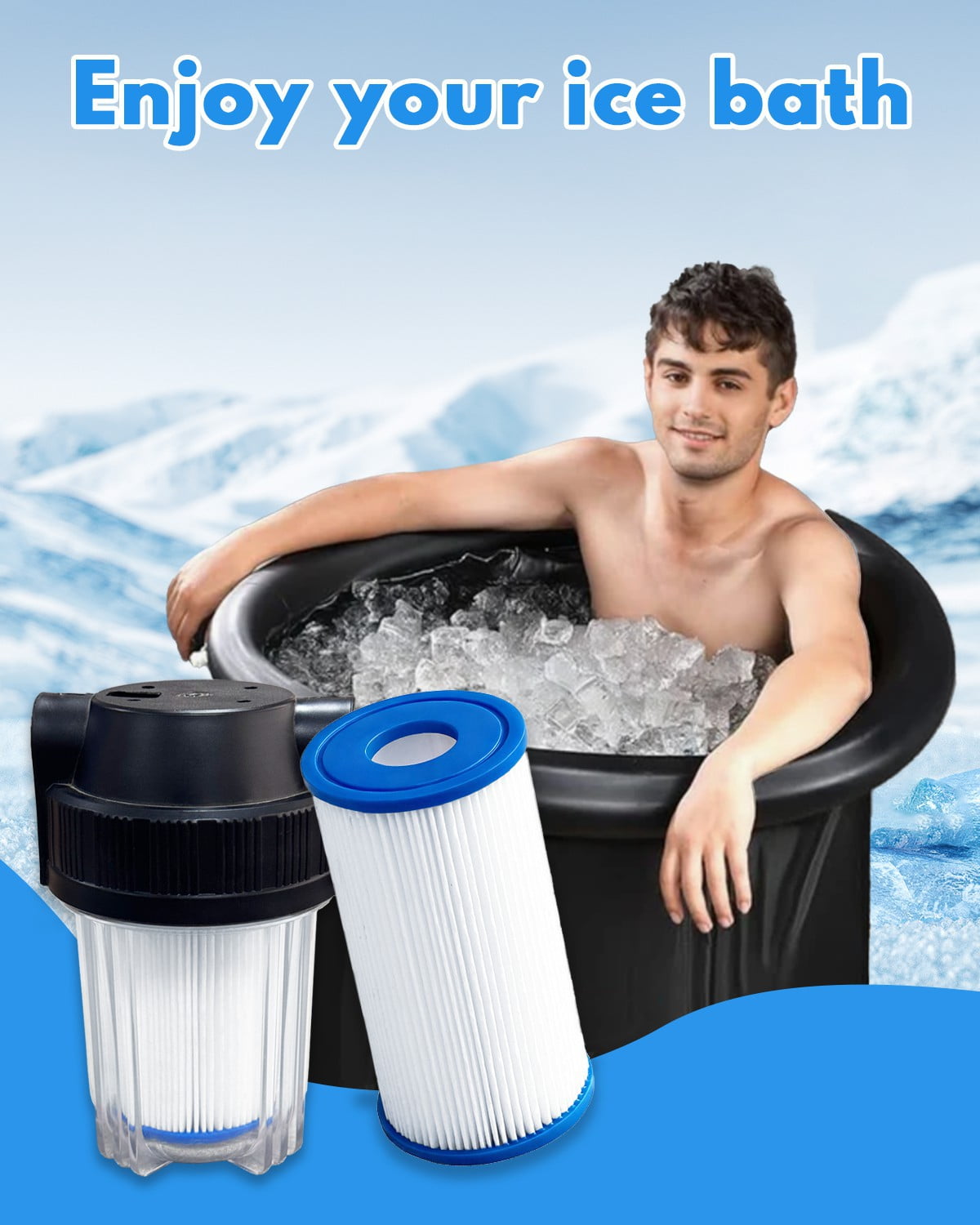 DAYEAR Ice Bath Filter 5" x 2.5" (16 Pack) Cold Plunge Filter 20 Micron Pleated Sediment filtrage Replacement for Ice Bath Tub Hot Tub
