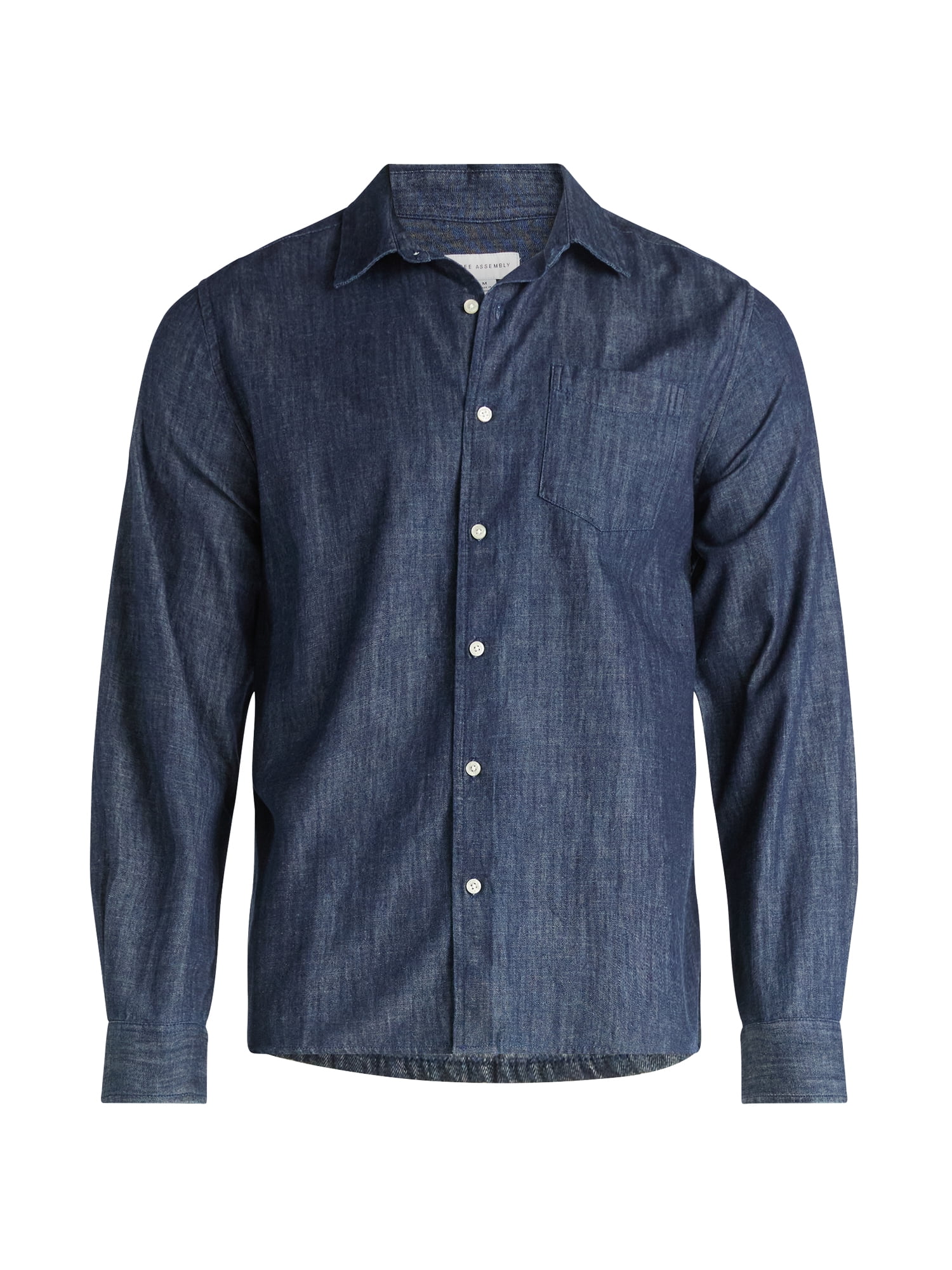 Free Assembly Men's Denim Shirt, Sizes XS-3XL