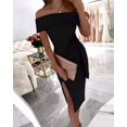 thumbnail image 3 of Robes d'Invité de Mariage pour Femmes Robe d'Été Unie Col Bateau Fendue pour Invité de Mariage Robe pour Femmes 2022, 3 of 5