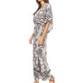 thumbnail image 4 of Sakkas Delma Women's Long Maxi Column V-neck Short Sleeve Slim Dress with Print - GW290-White - One Size Regular, 4 of 5