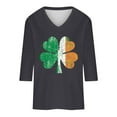 thumbnail image 4 of Meichang St Patricks Day Shirts for Women V Neck 3/4 Length Sleeve Women Tops Shamrock Graphic Tees Crew Neck Casual Irish Tops, 4 of 5