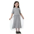 thumbnail image 1 of Qudderr Robe à Col Rond pour Filles de 1 à 12 Ans, Manches Courtes, Décontractée, Longue, en Tulle, 1 of 9