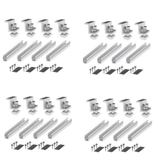 16X Solar Panel Mount Bracket Photovoltaic Panel Rail Solar Panel Mount Fastening Module with Mid